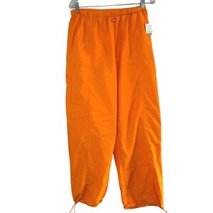 NWT LE LIS Women's Bright Orange Nylon Polyester Cargo Pants utility Size M